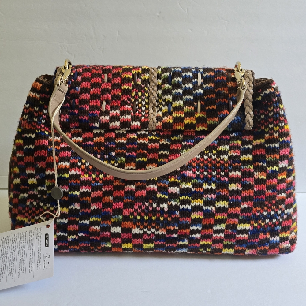 Chloé Penelope Large Braided Wool Leather Shoulder Bag Multicolor - Picture 8 of 14